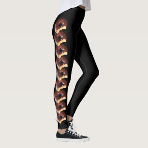 Chocolate Frosted Yellow Cake Doughnut with Bite Leggings
