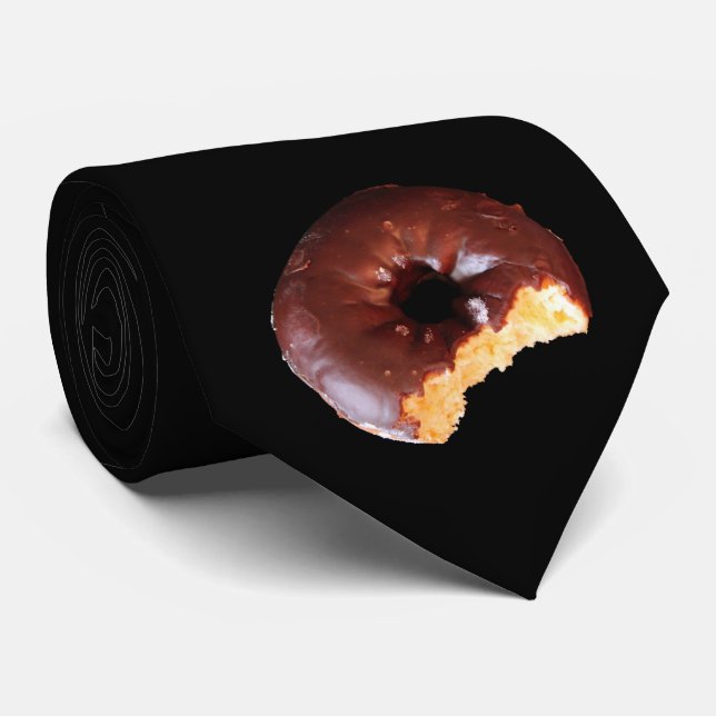 Chocolate Frosted Yellow Cake Doughnut with Bite O Tie (Rolled)