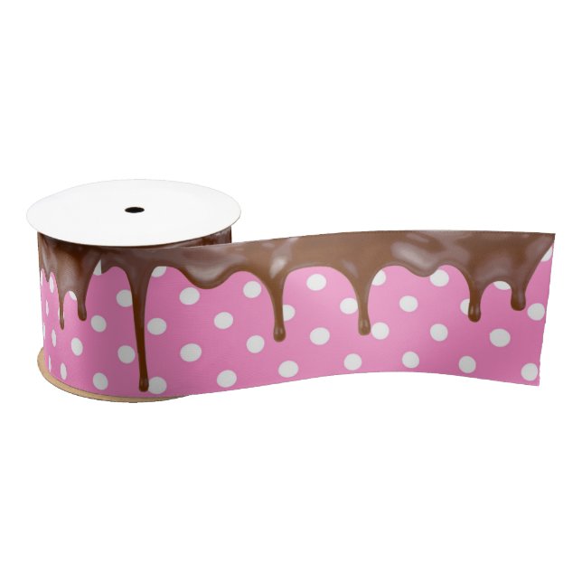 Chocolate Frosting on Polka Dots Satin Ribbon (Spool)
