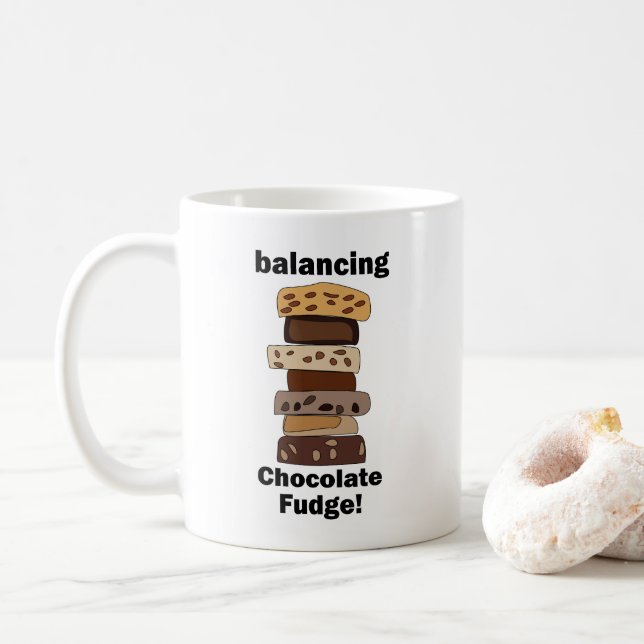Chocolate Fudge Dessert Balancing Funny Coffee Mug (With Donut)
