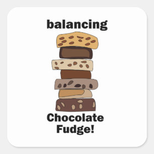 Chocolate Fudge Dessert Balancing Funny Square Sticker