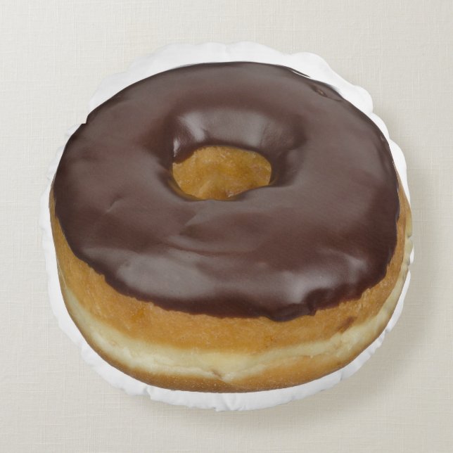 Chocolate Glazed Doughnut Doughnut Round Pillow (Front)