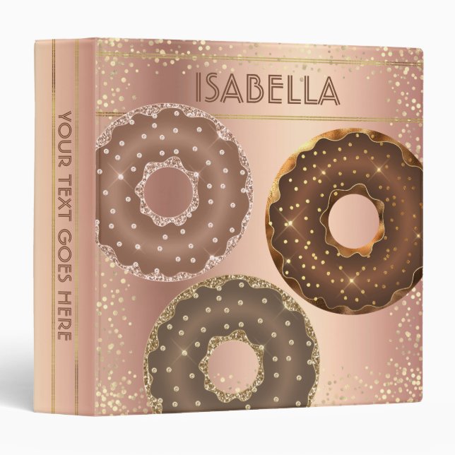 Chocolate gold glitter doughnuts copper ombre name binder (Front/Spine)