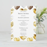 Chocolate Gold White Hearts Bridal Shower