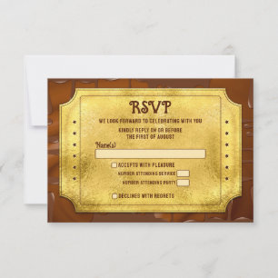 Chocolate Golden Ticket Bar Bat Mitzvah RSVP Card