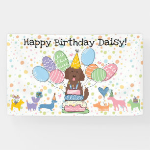 Chocolate Goldendoodle Dog Birthday Party Banner