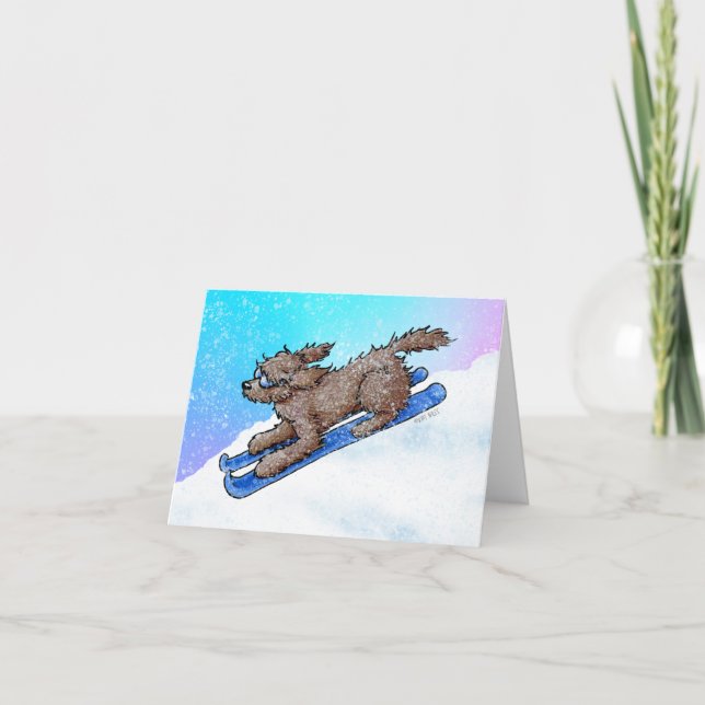 Chocolate Goldendoodle DoodleMoji  Card (Front)