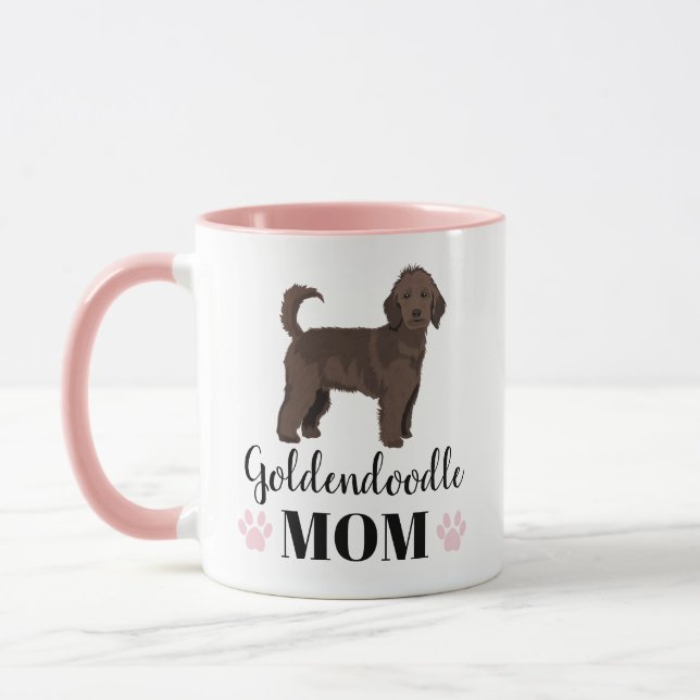 Chocolate Goldendoodle Mom personalized photo Mug (Left)