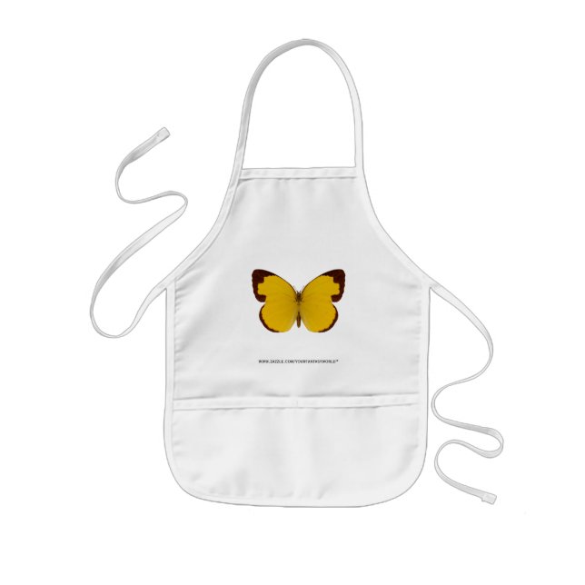 Chocolate Grass Yellow Butterfly Kids Apron (Front)