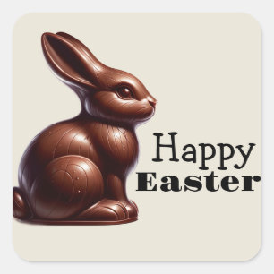 Chocolate Happy Easter Bunny Rabbit Square Sticker