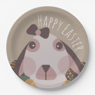 Chocolate Happy Easter Eggs Bunny Carrots Paper Plate