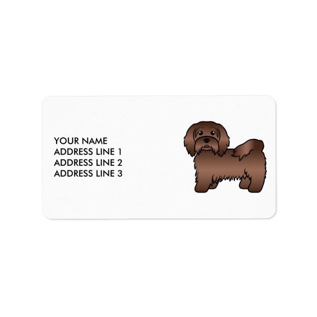 Chocolate Havanese Cute Cartoon Dog & Custom Text Label (Front)