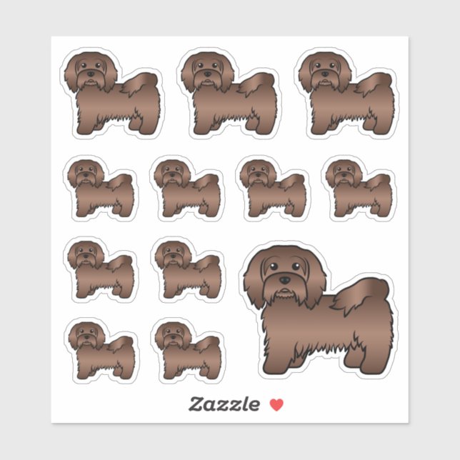 Chocolate Havanese Cute Cartoon Dog Illustrations (Sheet)