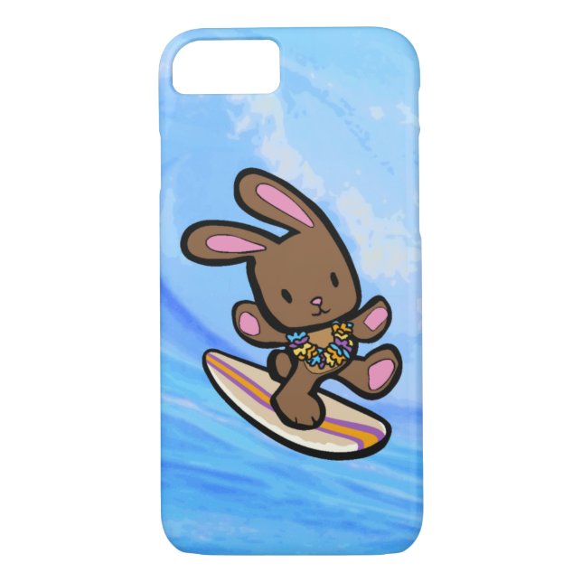 Chocolate Hawaiian Surfing Bunny Case-Mate iPhone Case (Back)
