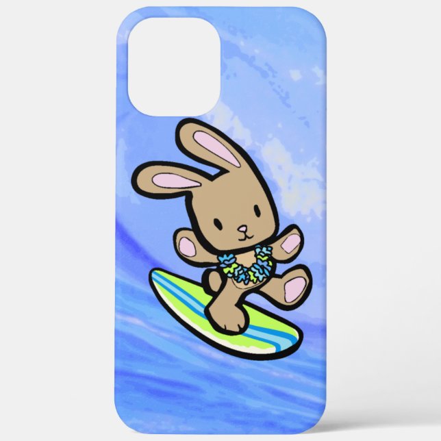 Chocolate Hawaiian Surfing Bunny Lime and Blue Case-Mate iPhone Case (Back)