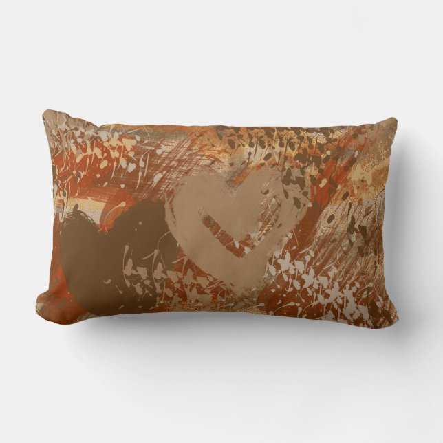 Chocolate Heart Abstract Pattern Lumbar Pillow (Front)
