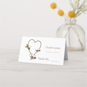 Chocolate Heart And Butterflies Design Wedding Place Card