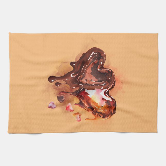 Chocolate Hearts Kitchen Towel (Horizontal)