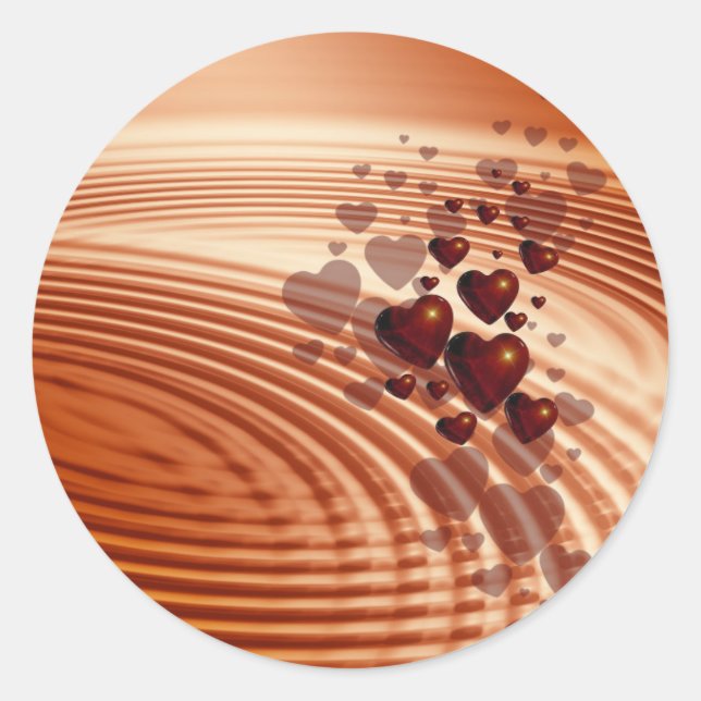 Chocolate Hearts Round Sticker (Front)