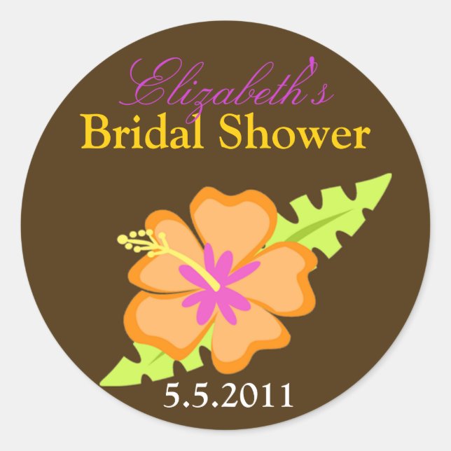 Chocolate Hibiscus Customizable Favour Stickers (Front)