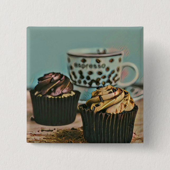 Chocolate ice cream 2 inch square button (Front)
