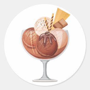 Chocolate Ice Cream Classic Round Sticker