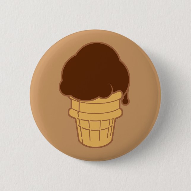 Chocolate Ice Cream Cone 2 Inch Round Button (Front)