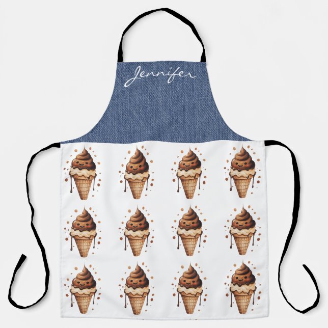Chocolate Ice Cream Cone All-Over Print Apron (Front)