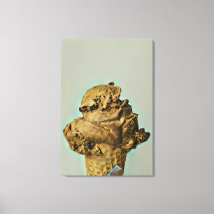 Chocolate ice cream cone canvas print