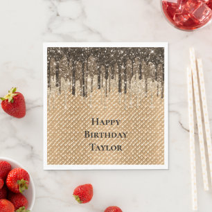 Chocolate Ice Cream Cone Glitter Drips Napkin