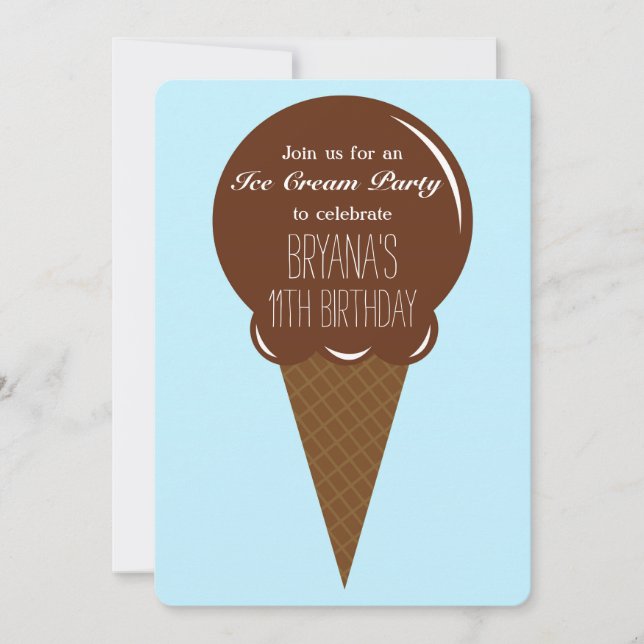 Chocolate Ice Cream Cone Party Invitations (Front)