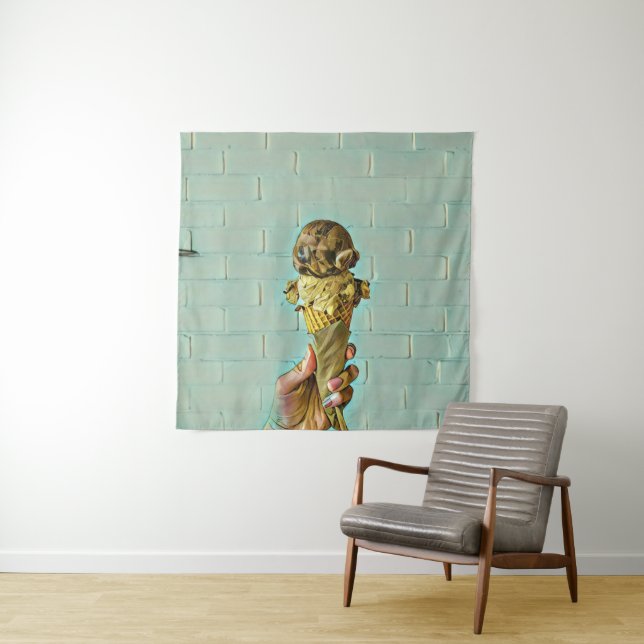 Chocolate ice cream cone tapestry (In Situ)