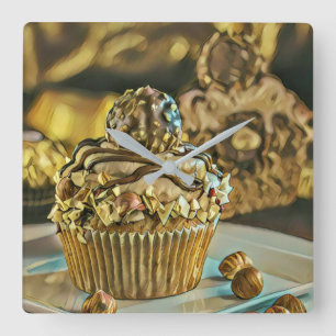 Chocolate ice cream for chocolate lovers square wall clock