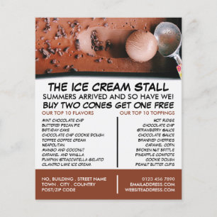 Chocolate Ice Cream, Ice Cream Parlour Advertising Flyer