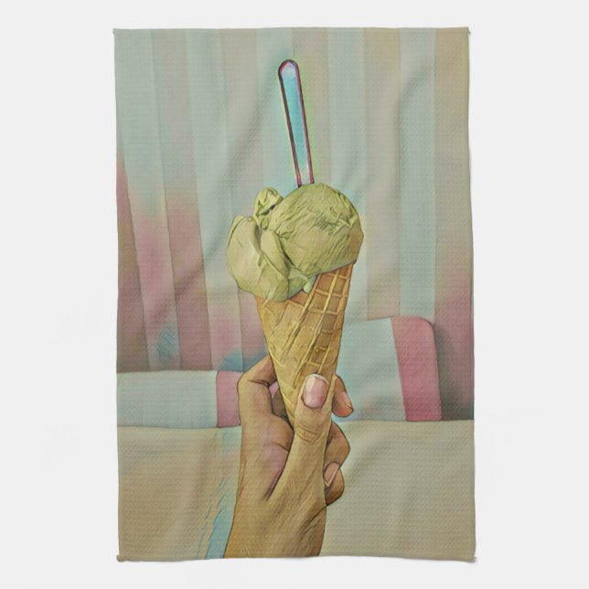Chocolate ice cream kitchen towel (Vertical)
