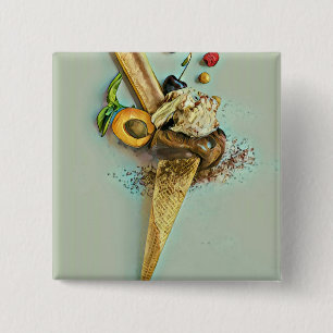 Chocolate ice cream lover gift 2 inch square button