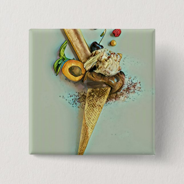 Chocolate ice cream lover gift 2 inch square button (Front)