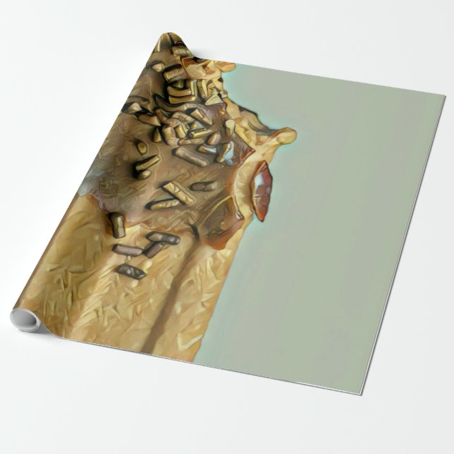 Chocolate ice cream popsicle wrapping paper (Unrolled)