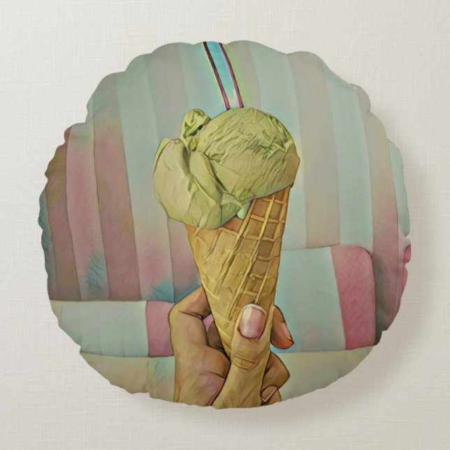 Chocolate ice cream round pillow (Front)