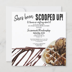 Chocolate Ice Cream Scoop On Waffle Bridal Shower Invitation