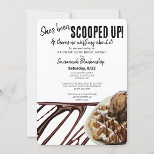 Chocolate Ice Cream Scoop On Waffle Bridal Shower Invitation