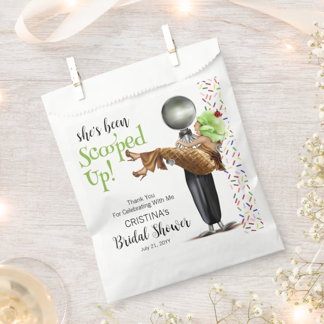 Chocolate Ice cream Scooped Up Bridal Shower Favour Bag (Clipped)