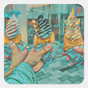 Chocolate ice cream square sticker