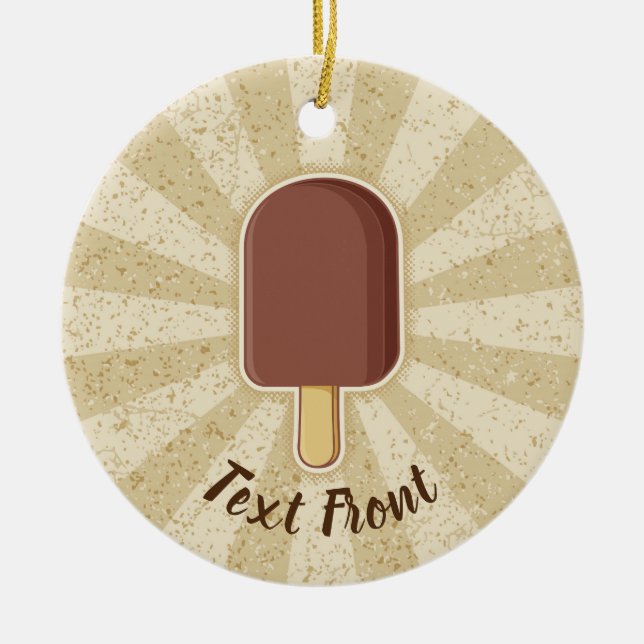 Chocolate Ice Cream Stick Ceramic Ornament (Front)