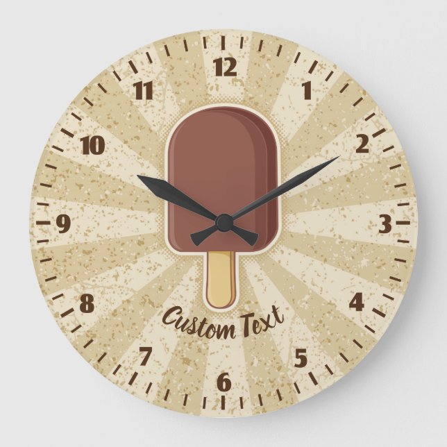 Chocolate Ice Cream Stick Large Clock (Front)