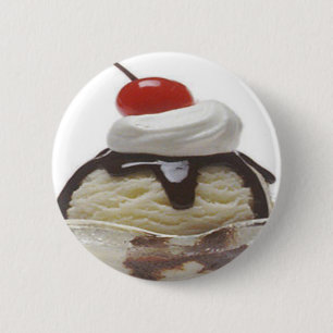 Chocolate Ice Cream Sundae 2 Inch Round Button