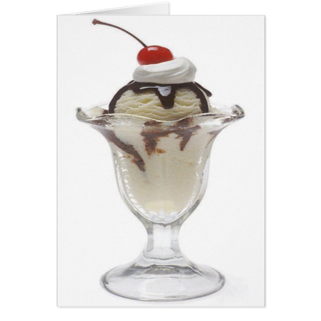 Chocolate Ice Cream Sundae Blank Card (Front)