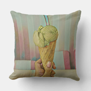 Chocolate ice cream throw pillow