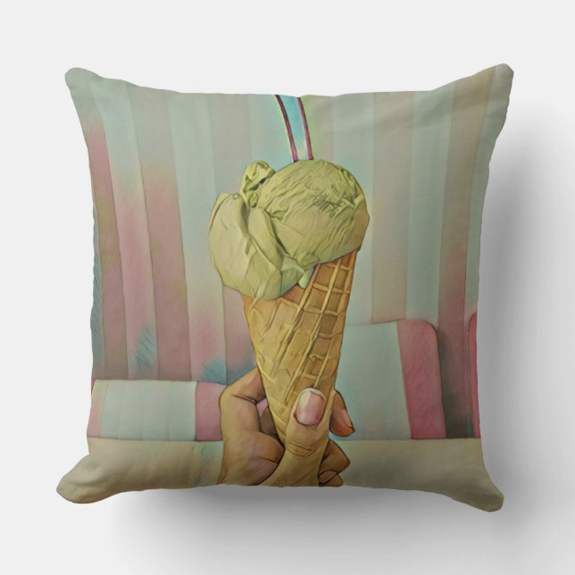 Chocolate ice cream throw pillow (Front)