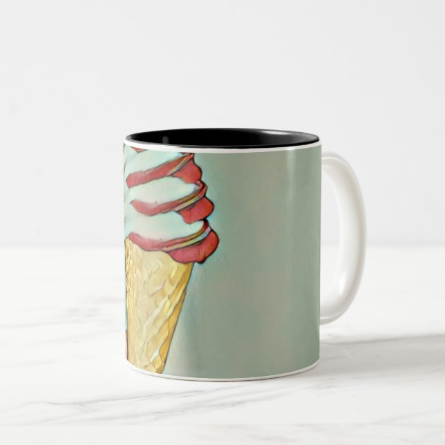 Chocolate ice cream Two-Tone coffee mug (Front Right)
